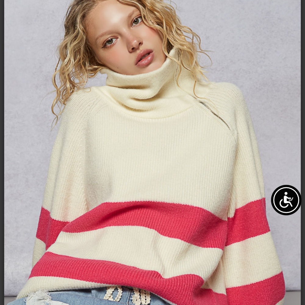 Pol WST112 Cream/Pink Long Sleeve Sweater. NWT. Various Sizes. - Picture 3 of 5